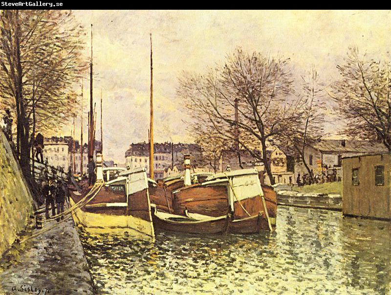 Alfred Sisley Kahne auf dem Kanal Saint-Martin in Paris